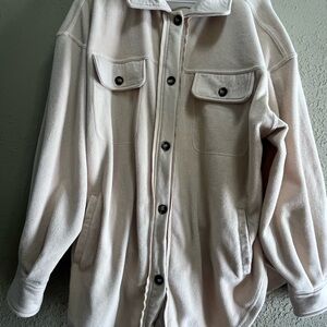 BiBi Light Beige Button Down Shirt with Black Accents